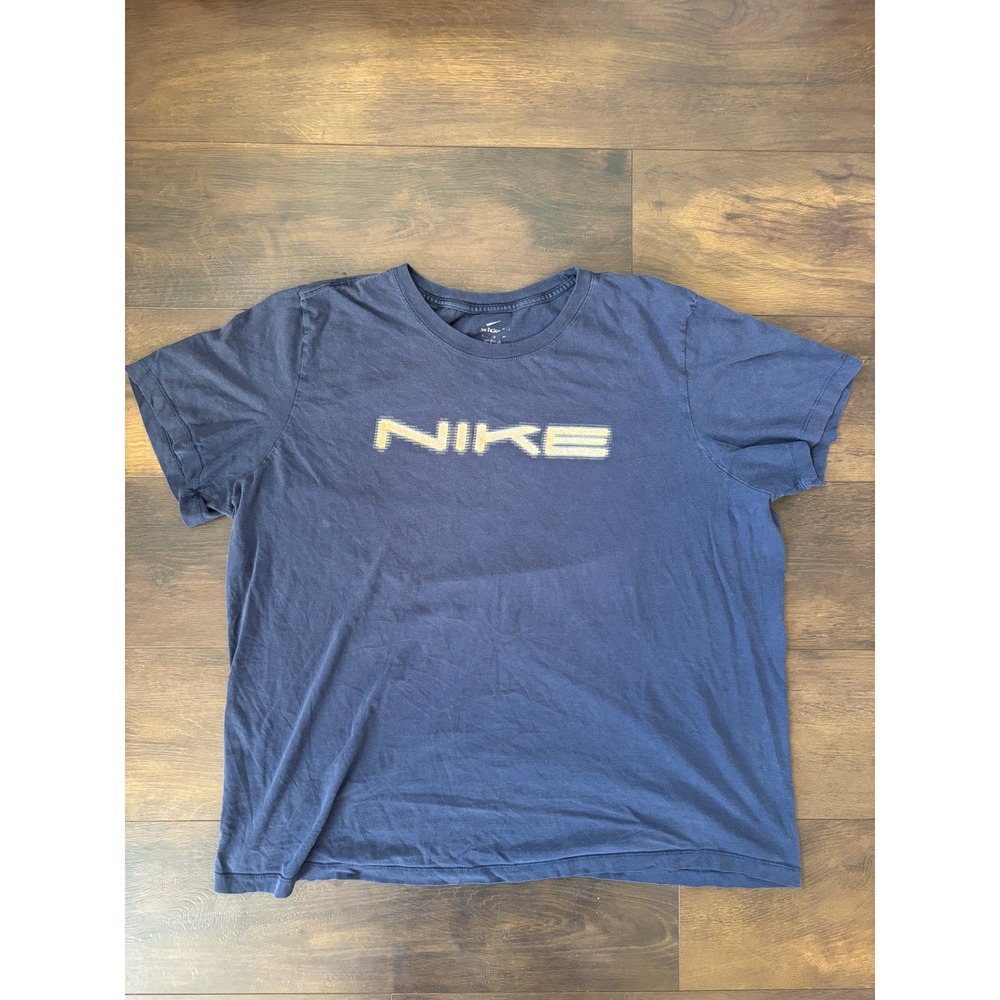 Nike Mens Graphic T-Shirt Navy Blue Glitch Logo Cotton Tee XXL BV1997-44B‎